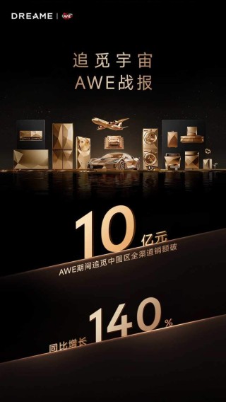 【业绩快讯】AWE期间追觅中国区全渠道销额破10亿元！同比增长140%
